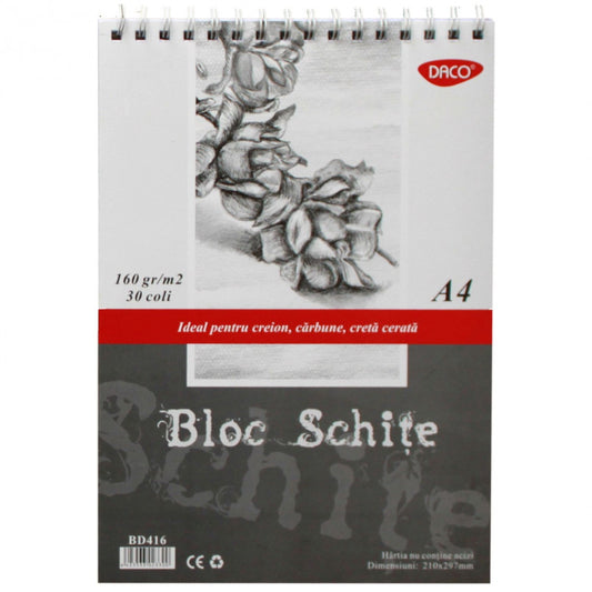 BLOC A6 HARTIE NEAGRA 140G 30 FILE DACO BD614