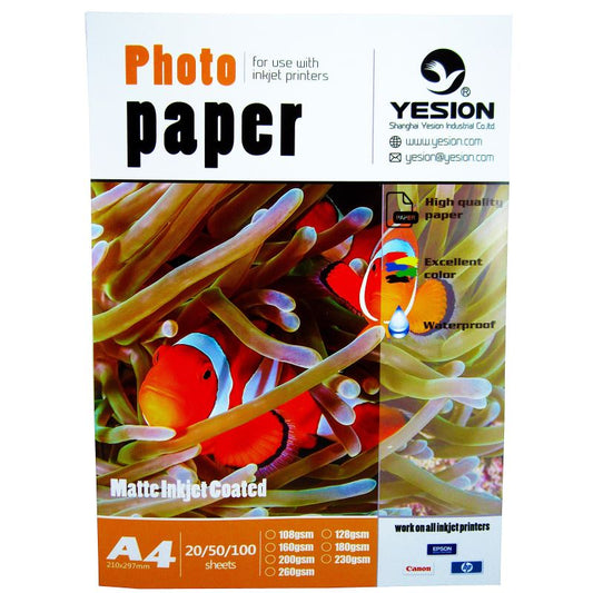 Hartie foto Yesion Matte A4  108 g/mp  100 coli/pachet