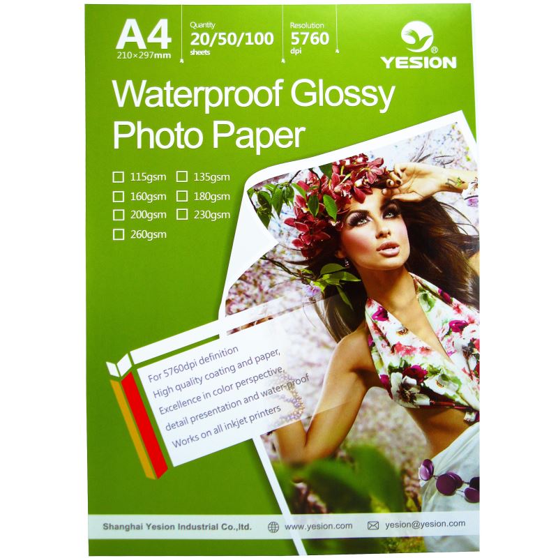 Hartie foto Yesion Waterproof Glossy A4  180 g/mp  20 coli/pachet