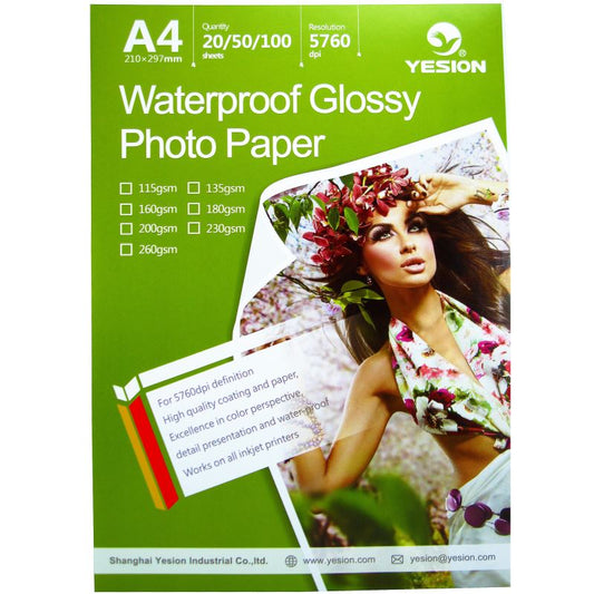 Hartie foto Yesion Waterproof Glossy A4  200 g/mp  20 coli/pachet