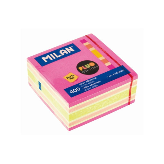 BLOC NOTES ADEZIV CUB 76X76 FLUO MILAN 415508400