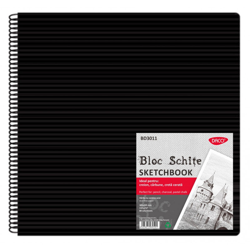 BLOC 30X30 SCHITE 110G 80 FILE HARTIE NEAGRA DACO BD3011