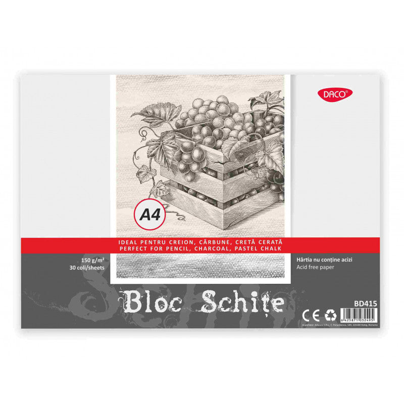 BLOC A4 SCHITE 150G 30 FILE DACO BD415