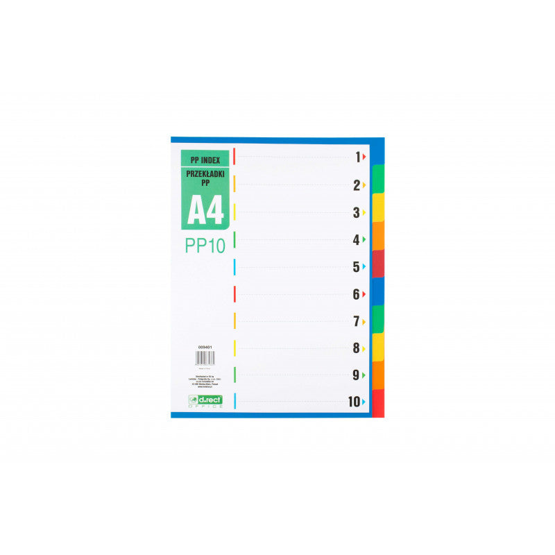 INDEX PLASTIC A4 1-10 D.RECT 009401