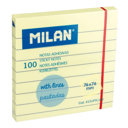 BLOC NOTES ADEZIV 76X76 LINIAT GALBEN PAL MILAN 4151PTL100