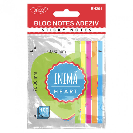 BLOC NOTES ADEZIV INIMA DACO BN201