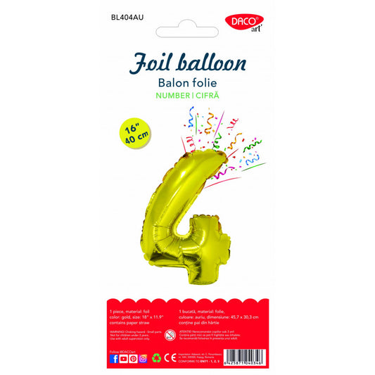 BALON FOLIE CIFRA 4 AURIU 40 CM DACO BL404AU