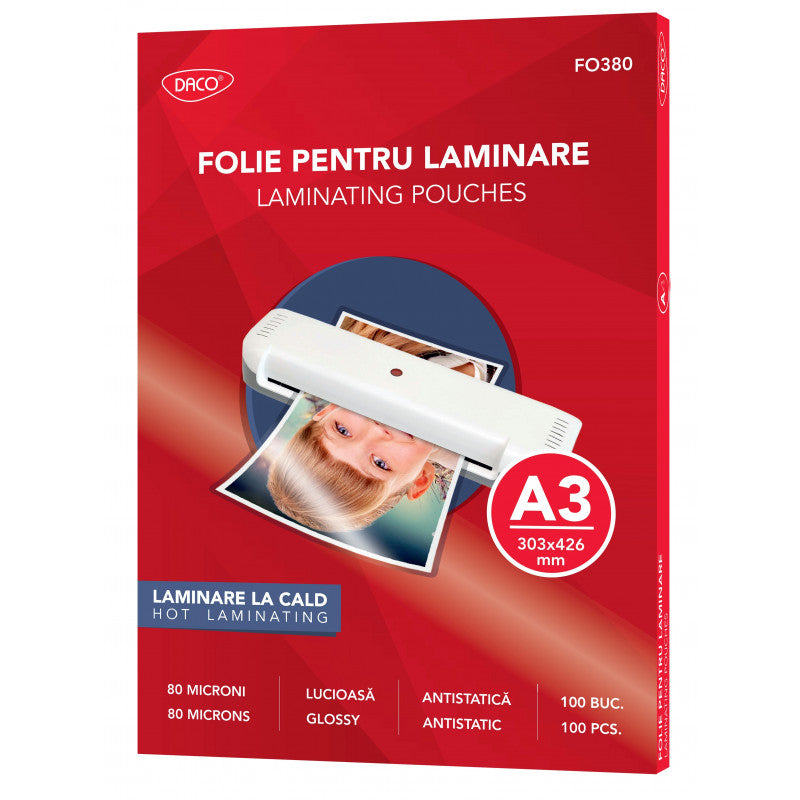 FOLIE LAMINARE A3 80 MICRONI 100/TOP DACO FO380