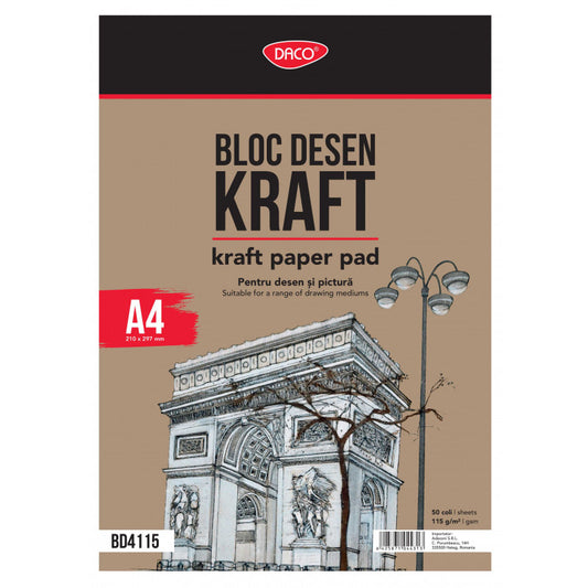 BLOC A4 HARTIE CRAFT 115G 50 FILE DACO BD4115