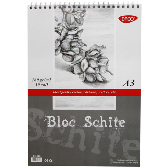 BLOC A3 SCHITE 160GR  30 FILE DACO BD316